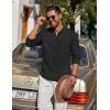 imageCOOFANDY Mens Casual Henley Shirt Long Sleeve Band Collar Shirts Summer Beach Hippie Button TShirtsBlack