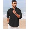 imageCOOFANDY Mens Casual Henley Shirt Long Sleeve Band Collar Shirts Summer Beach Hippie Button TShirtsBlack