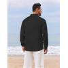 imageCOOFANDY Mens Casual Henley Shirt Long Sleeve Band Collar Shirts Summer Beach Hippie Button TShirtsBlack