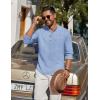 imageCOOFANDY Mens Casual Henley Shirt Long Sleeve Band Collar Shirts Summer Beach Hippie Button TShirtsBlue