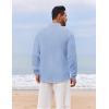 imageCOOFANDY Mens Casual Henley Shirt Long Sleeve Band Collar Shirts Summer Beach Hippie Button TShirtsBlue