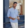 imageCOOFANDY Mens Casual Henley Shirt Long Sleeve Band Collar Shirts Summer Beach Hippie Button TShirtsBlue