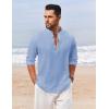 imageCOOFANDY Mens Casual Henley Shirt Long Sleeve Band Collar Shirts Summer Beach Hippie Button TShirtsBlue