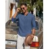 imageCOOFANDY Mens Casual Henley Shirt Long Sleeve Band Collar Shirts Summer Beach Hippie Button TShirtsDark Blue