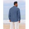 imageCOOFANDY Mens Casual Henley Shirt Long Sleeve Band Collar Shirts Summer Beach Hippie Button TShirtsDark Blue