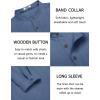 imageCOOFANDY Mens Casual Henley Shirt Long Sleeve Band Collar Shirts Summer Beach Hippie Button TShirtsDark Blue