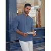 imageCOOFANDY Mens Casual Henley Shirt Long Sleeve Band Collar Shirts Summer Beach Hippie Button TShirtsDark Blue