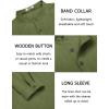 imageCOOFANDY Mens Casual Henley Shirt Long Sleeve Band Collar Shirts Summer Beach Hippie Button TShirtsDark Green