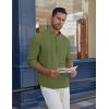 imageCOOFANDY Mens Casual Henley Shirt Long Sleeve Band Collar Shirts Summer Beach Hippie Button TShirtsDark Green