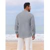 imageCOOFANDY Mens Casual Henley Shirt Long Sleeve Band Collar Shirts Summer Beach Hippie Button TShirtsGrey