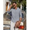 imageCOOFANDY Mens Casual Henley Shirt Long Sleeve Band Collar Shirts Summer Beach Hippie Button TShirtsGrey