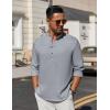 imageCOOFANDY Mens Casual Henley Shirt Long Sleeve Band Collar Shirts Summer Beach Hippie Button TShirtsGrey