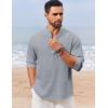 imageCOOFANDY Mens Casual Henley Shirt Long Sleeve Band Collar Shirts Summer Beach Hippie Button TShirtsGrey