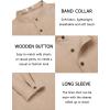 imageCOOFANDY Mens Casual Henley Shirt Long Sleeve Band Collar Shirts Summer Beach Hippie Button TShirtsKhaki