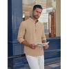 imageCOOFANDY Mens Casual Henley Shirt Long Sleeve Band Collar Shirts Summer Beach Hippie Button TShirtsKhaki