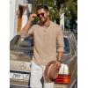 imageCOOFANDY Mens Casual Henley Shirt Long Sleeve Band Collar Shirts Summer Beach Hippie Button TShirtsKhaki
