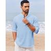 imageCOOFANDY Mens Casual Henley Shirt Long Sleeve Band Collar Shirts Summer Beach Hippie Button TShirtsLight Blue