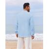 imageCOOFANDY Mens Casual Henley Shirt Long Sleeve Band Collar Shirts Summer Beach Hippie Button TShirtsLight Blue