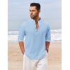 imageCOOFANDY Mens Casual Henley Shirt Long Sleeve Band Collar Shirts Summer Beach Hippie Button TShirtsLight Blue
