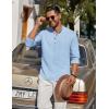 imageCOOFANDY Mens Casual Henley Shirt Long Sleeve Band Collar Shirts Summer Beach Hippie Button TShirtsLight Blue