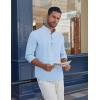imageCOOFANDY Mens Casual Henley Shirt Long Sleeve Band Collar Shirts Summer Beach Hippie Button TShirtsLight Blue