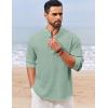 imageCOOFANDY Mens Casual Henley Shirt Long Sleeve Band Collar Shirts Summer Beach Hippie Button TShirtsLight Green