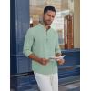 imageCOOFANDY Mens Casual Henley Shirt Long Sleeve Band Collar Shirts Summer Beach Hippie Button TShirtsLight Green