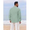imageCOOFANDY Mens Casual Henley Shirt Long Sleeve Band Collar Shirts Summer Beach Hippie Button TShirtsLight Green