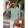 imageCOOFANDY Mens Casual Henley Shirt Long Sleeve Band Collar Shirts Summer Beach Hippie Button TShirtsLight Green
