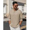 imageCOOFANDY Mens Casual Henley Shirt Long Sleeve Band Collar Shirts Summer Beach Hippie Button TShirtsLight Khaki