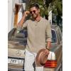 imageCOOFANDY Mens Casual Henley Shirt Long Sleeve Band Collar Shirts Summer Beach Hippie Button TShirtsLight Khaki