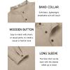 imageCOOFANDY Mens Casual Henley Shirt Long Sleeve Band Collar Shirts Summer Beach Hippie Button TShirtsLight Khaki