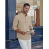 imageCOOFANDY Mens Casual Henley Shirt Long Sleeve Band Collar Shirts Summer Beach Hippie Button TShirtsLight Khaki