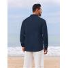 imageCOOFANDY Mens Casual Henley Shirt Long Sleeve Band Collar Shirts Summer Beach Hippie Button TShirtsNavy Blue
