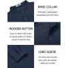 imageCOOFANDY Mens Casual Henley Shirt Long Sleeve Band Collar Shirts Summer Beach Hippie Button TShirtsNavy Blue