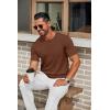 imageCOOFANDY Mens Knit TShirts Casual Crewneck Short Sleeve Shirts Summer Tops Basic Pullover TeesBrown
