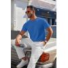 imageCOOFANDY Mens Knit TShirts Casual Crewneck Short Sleeve Shirts Summer Tops Basic Pullover TeesDenim Blue