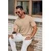 imageCOOFANDY Mens Knit TShirts Casual Crewneck Short Sleeve Shirts Summer Tops Basic Pullover TeesKhaki