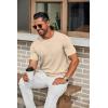imageCOOFANDY Mens Knit TShirts Casual Crewneck Short Sleeve Shirts Summer Tops Basic Pullover TeesLight Khaki