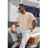 imageCOOFANDY Mens Knit TShirts Casual Crewneck Short Sleeve Shirts Summer Tops Basic Pullover TeesLight Khaki