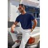 imageCOOFANDY Mens Knit TShirts Casual Crewneck Short Sleeve Shirts Summer Tops Basic Pullover TeesNavy Blue