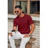 imageCOOFANDY Mens Knit TShirts Casual Crewneck Short Sleeve Shirts Summer Tops Basic Pullover TeesWine Red