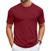 imageCOOFANDY Mens Knit TShirts Casual Crewneck Short Sleeve Shirts Summer Tops Basic Pullover TeesWine Red