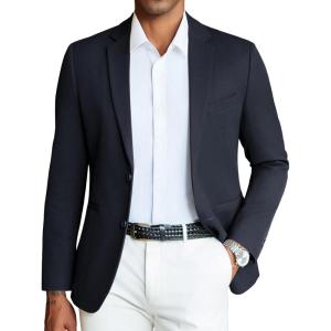 imageCOOFANDY Mens Casual Blazer Slim Fit Sport Coats Two Button Knit Textured Suit JacketDark Blue