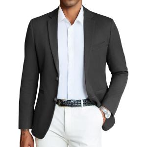 imageCOOFANDY Mens Casual Blazer Slim Fit Sport Coats Two Button Knit Textured Suit JacketDark Grey
