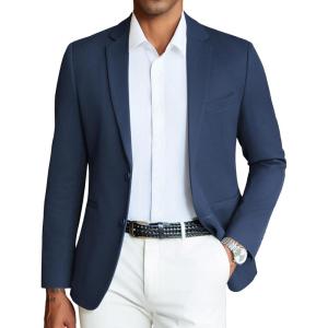 imageCOOFANDY Mens Casual Blazer Slim Fit Sport Coats Two Button Knit Textured Suit JacketNavy Blue