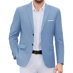 imageCOOFANDY Mens Causal Blazer Two Button Suit Jackets Lightweight Slim Fit Sports CoatsLight Blue