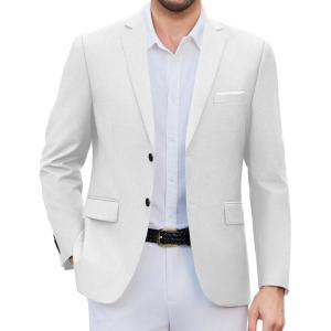 imageCOOFANDY Mens Causal Blazer Two Button Suit Jackets Lightweight Slim Fit Sports CoatsWhite