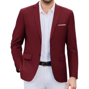 imageCOOFANDY Mens Causal Blazer Two Button Suit Jackets Lightweight Slim Fit Sports CoatsWine Red