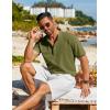 imageCOOFANDY Mens Henley Shirt Short Sleeve Casual TShirt Summer Beach Hippie Henley Tee ShirtArmy Green